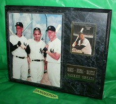 Yankee Greats Plaque Maris Berra Mantle Photo And Baseball Card - £110.78 GBP