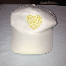 Yellow Heart White Mesh Back Truckers Ball Cap Hat SnapBack - £3.93 GBP