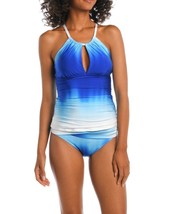 La Blanca LB3ZM69 Nightfall Underwire Tankini Swim Top SZ 10 Black Multi - $34.30