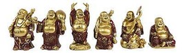 Hotei Fat Buddha Maitreya Laughing Budai Of Prosperity Miniature Figurine Set - £23.17 GBP