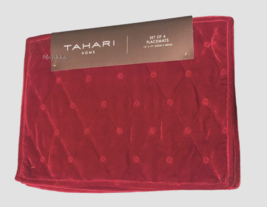 Tahari Home Red Velvet Valentines Christmas Holiday Placemats 13X19&quot; Set of 4 - £37.28 GBP
