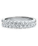 0.5CT Due File Diamanti Finti Anniversario Fede Nuziale Placcato Oro Bianco - $2,004.31 MXN