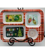 2 Citrus Grove Kids Compartment Bento Like Plates, Christmas Tree Plaid ... - $16.58