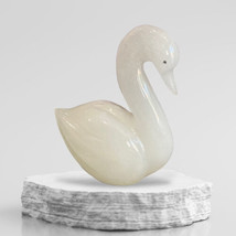 Champagne Quartz Carved Swan Figurine Made in Pakistan - 4&quot; x 3.5&quot; x 1.5&quot; - $18.49