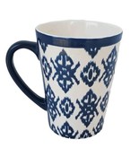 SCM Home Design Stoneware 16oz Coffee Cup Mug Modern Blue White Geometri... - $16.44