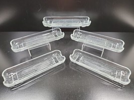 5 Colony Corn On The Cob Set Vintage 8 1/2&quot; Clear Embossed Glass Holder Dishes - £31.55 GBP