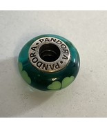 Pandora 925 ALE Kiss Me I&#39;m Irish 4-Leaf Clover Green Glass Murano Charm... - $31.13 CAD