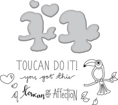 Spellbinders Stamp &amp; Die Cut Set Friends Of A Feather Toucan Debi Adams SDS-126 - £9.97 GBP