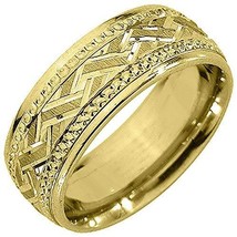 14K Yellow Gold Mens Wedding Band 7mm Satin Braided Comfort Fit - £830.93 GBP