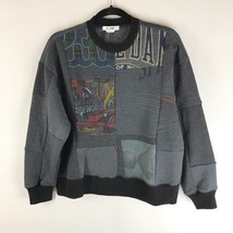 Re/Done Womens Pullover Sweatshirt 80s Upcycled Patched Long Sleeve Gray S - £76.06 GBP