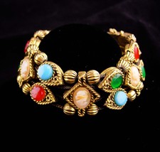 Vintage Victorian slide bracelet / Double row bracelet / cameo bracelet / Gold c - £116.18 GBP