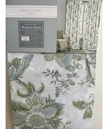 Grayson Linens Aqua Blue Green White Peacock Floral  2 Window Panels 96”... - €51,74 EUR