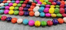 16mm to 8mm Rainbow Howlite  turquoise coin disc round  beads 16&quot; strand  Handma - £6.30 GBP