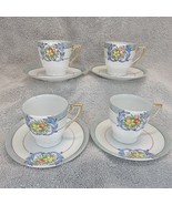 Chikaramachi Lustreware Tea Cup Saucer Set Of 4 Floral Hand-Painted Japan - $548.27 MXN