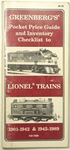 Greenberg&#39;s Guide To Lionel Trains Pocket Price Guide Booklet 1901-1989 ... - $5.00