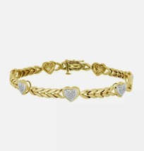 0.30Ct Round Diamond 14K White Gold Plated Heart Tennis Bracelet 7&quot; Inch... - $2,124.72 MXN