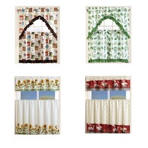 Kitchen Curtain Linen Set with 2 Tiers and 1 Valance Kitchen Decor 3 pcs Set - $19.95