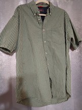 Wrangler Cool River Cotton Mens Button Down Collared Shirt Large Green P... - $10.25
