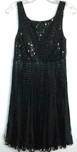 New Jovani Black Beaded Sleeveless Party Cocktail Dress LBD Formal - £80.17 GBP