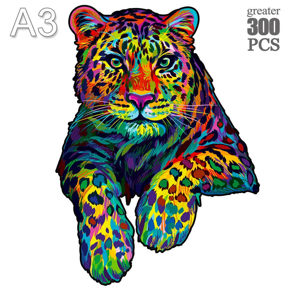 Play Leopard Jigsaw Animal Wooden Puzzles For Adults Play Mysterious Lion 3d Puz - £26.37 GBP