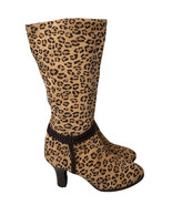 Womens AJ Valenci Comfort Animal Leopard Print Tall Leather Boots Woven ... - $44.54