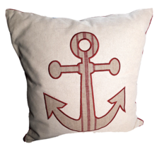 Creative Co-Op Down and Poly Blend Deco Pillow with Appliqued Anchor Nautical - $11.98