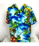 Vintage Big Kanaka Hawaiian Coconut Button Front Shirt 1X Palm Trees Floral - £31.64 GBP