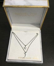 Rachel Zoe Sterling Silver Double Necklace Moon &amp; Star. 16 + 2 Inches. NIB. - £22.22 GBP