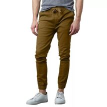 Galaxy By Harvic Men's Slim Fit Basic Stretch Twill Joggers in Brown-Small - $21.99