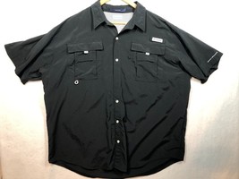 Columbia Bahama PFG Fishing Shirt Black Short Sleeve Omni-Shade Men&#39;s Si... - $19.59