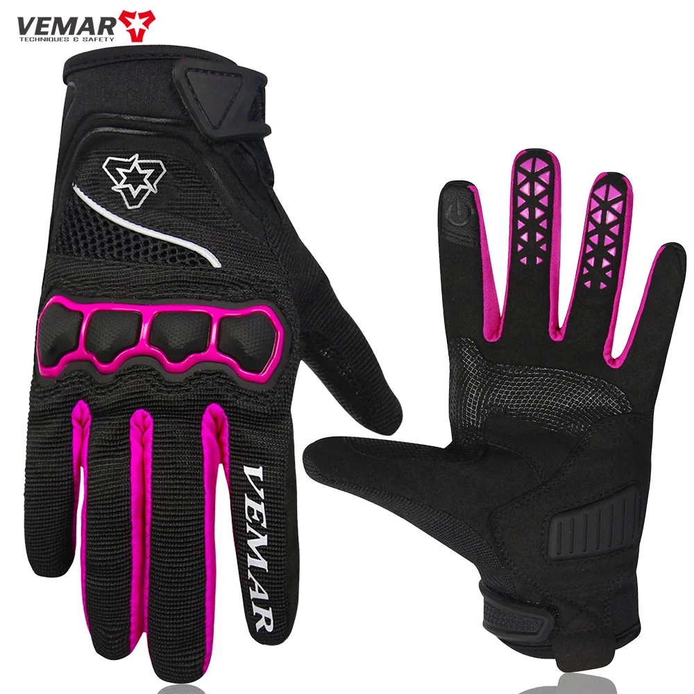 Es summer full finger moto bike glove pink reflective motocross motorcycle equipment xs thumb200