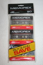 Vintage 3 Pack Memorex Db Series 90 Minute Blank Cassette Tapes Sealed New - £10.04 GBP