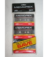 Vintage 3 Pack MEMOREX DB Series 90 Minute BLANK CASSETTE TAPES Sealed NEW - $240.40 MXN