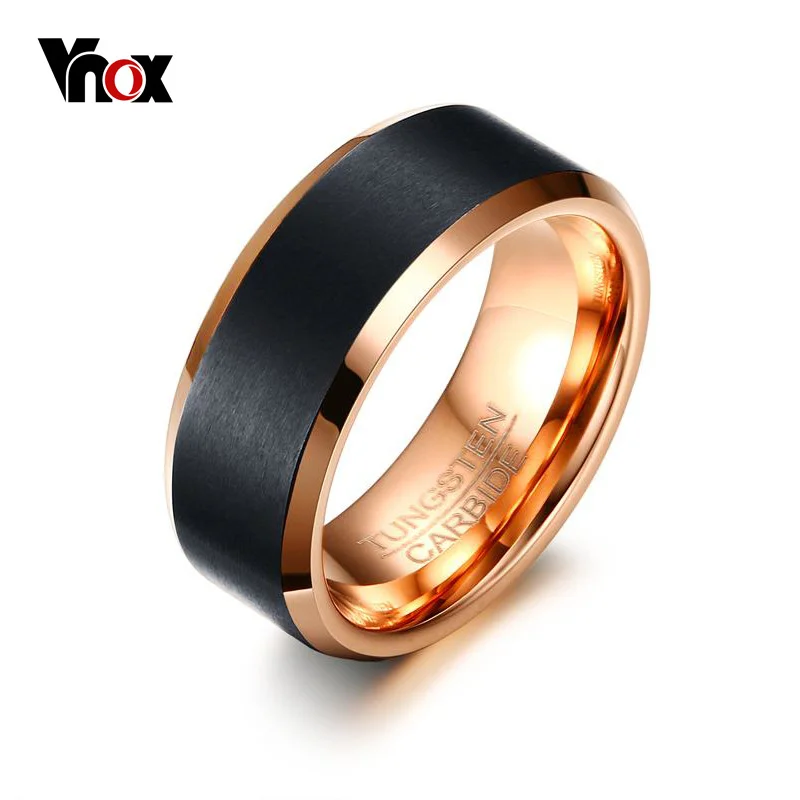 Mens Basic Tungsten Carbide Ring Classic 8mm Male Wedding Jewelry Rose-Gold Colo - £20.20 GBP