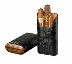 Brizard and Co. - &quot;Show Band&quot; 3 Cigar Case - Lizard Pattern Black and Zebrawood - £153.59 GBP