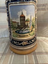 Gerz Stein 11&quot; Tall Pewter Lid Germany 4 1/2&quot; Round Mannheim - £14.86 GBP