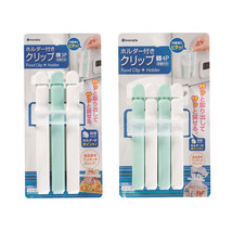 INOMATA Holder Clip 3p / 4p Plastic Bag Storage Organizer White &amp; Blue - $286.11 MXN
