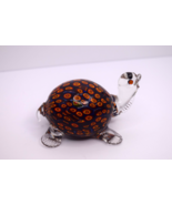 Glass Millefiori Turtle Figure Paperweight Peacock Feather Design - $54.78 CAD