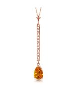 Galaxy Gold GG, 14K Solid Rose Gold, Natural Citrine Pendant Necklace fo... - $851.14