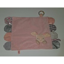 Modern Baby Bunny Lovey Pink Cream Ribbed Rattle Security Blanket Baby Toy - £10.05 GBP