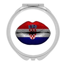 Lips Croatian Flag : Gift Compact Mirror Croatia Expat Country For Her Woman Fem - $12.99