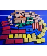 Wooden Building Lot of 75+ Piece Child&#39;s Vintage Colorful 1980s/1990s - $27.71