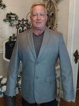 Perry Ellis Men&#39;s Grey Pinstripe Modern Fit Two-Button Suit Jacket/Blazer 44R - £31.26 GBP