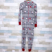 Macys Family PJs Polar Bear Fair Isle Fleece Union Suit Gray Hooded Wome... - £23.34 GBP