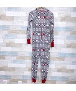 Macys Family PJs Polar Bear Fair Isle Fleece Union Suit Gray Hooded Wome... - £23.35 GBP