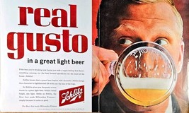 REAL GUSTO SCHLITZ BEER - Great light beer - 1962 Vintage Print Ad - $215.04 MXN
