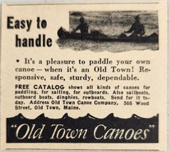 1949 Print Ad Old Towne Canoes Easy To Handle Made in Old Town ,Maine - £5.71 GBP
