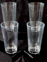 CRATE &amp; BARREL 6&quot; Iced Tea Beverage Cooler Glass RINGS Pattern - Set Of 4 - $32.98