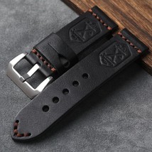 Premium Italian Leather Handmade Watch Strap 22mm Flottiglia Black Silver - £23.06 GBP