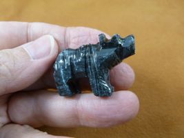 (y-bea-49-14) gray Bear wild cub figurine gemstone SOAPSTONE PERU I love... - $8.99